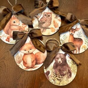 Woodland Animal Holiday Ornaments Set